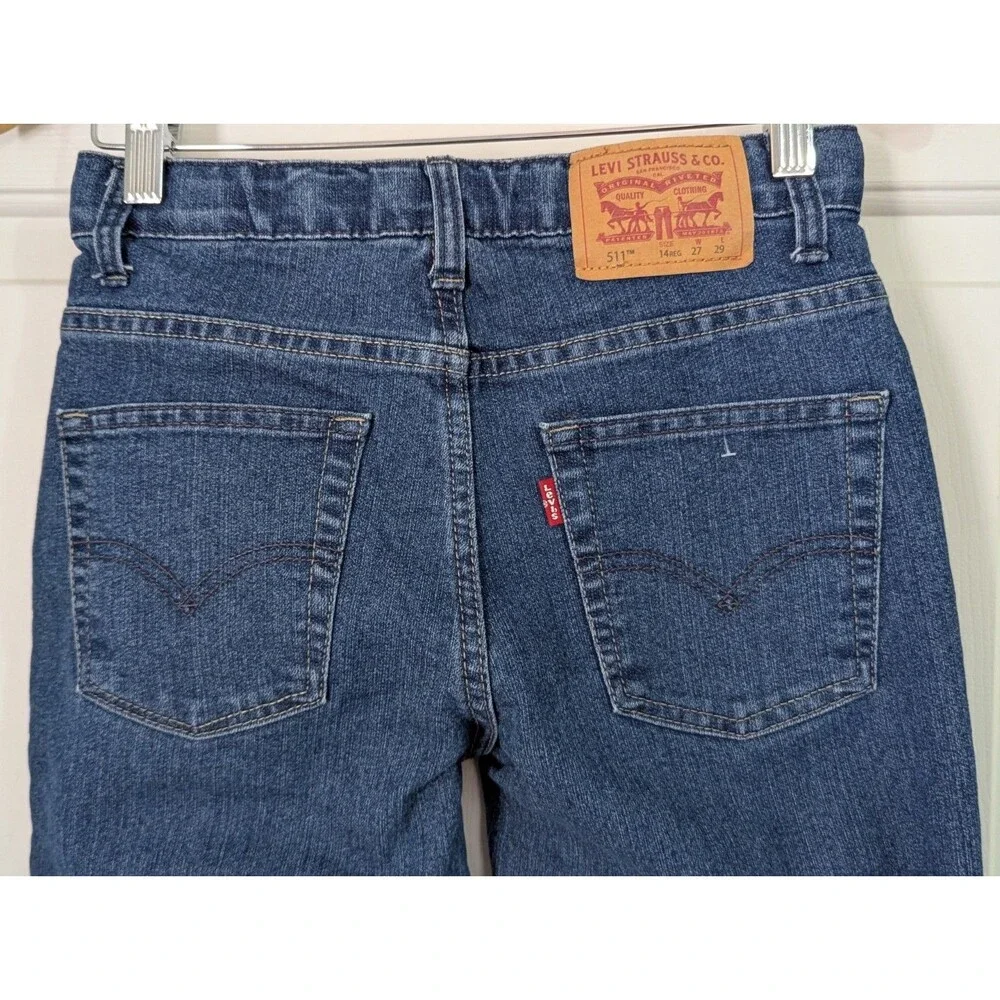 Levis 511 Jeans Youth Boys 14 Regular 27x29 Blue Denim Medium Wash Straight Leg